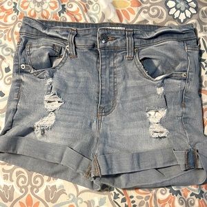High rise cutoff shorts